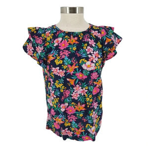 J.CREW Shirt Tropical Floral Hawaiian Flutter Short Sleeve Button Top